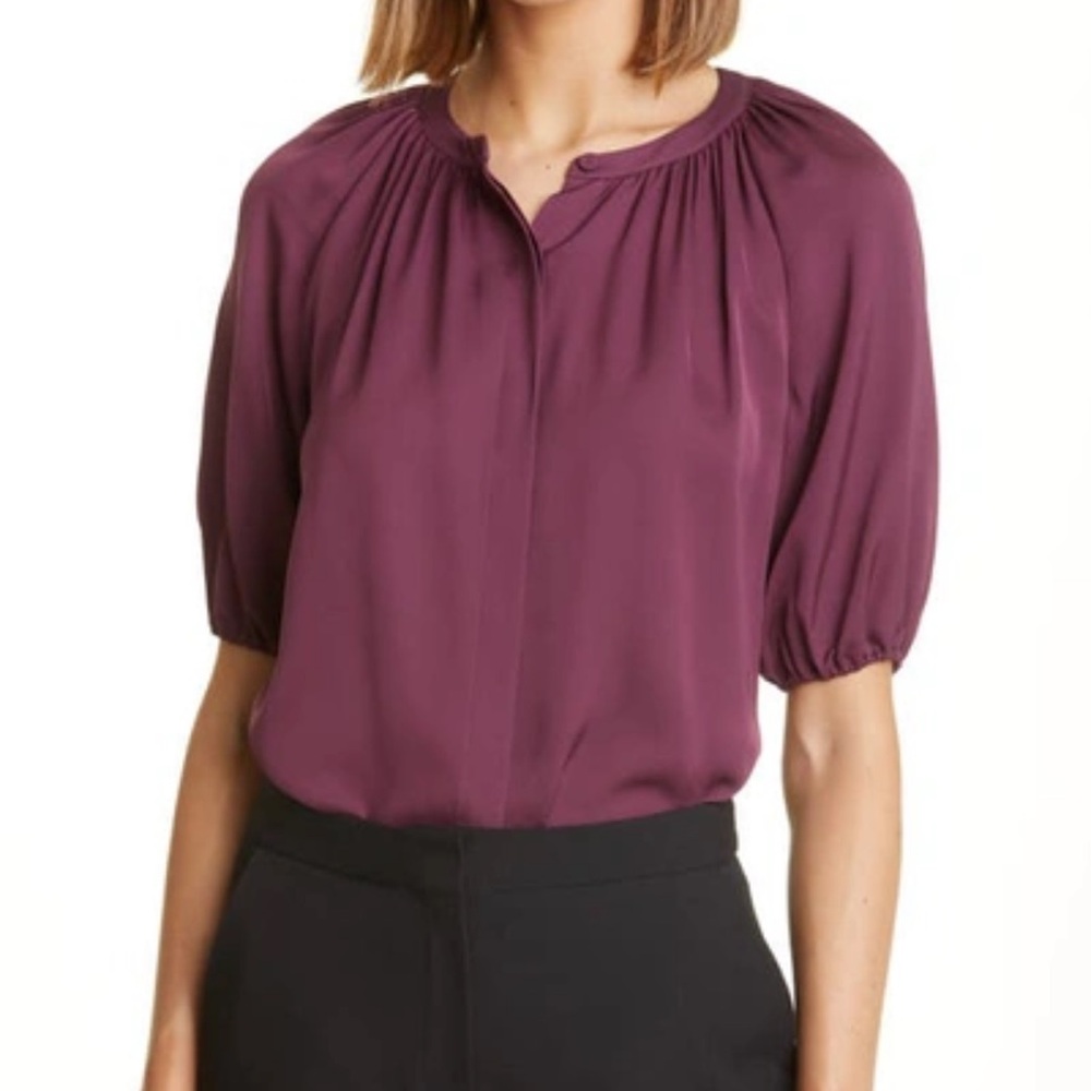 THEORY Romantic Elbow Sleeve‎ Silk Blouse NWT